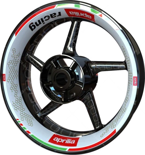 Aprilia Racing white red green motorcycle wheel rim stickers fooqs