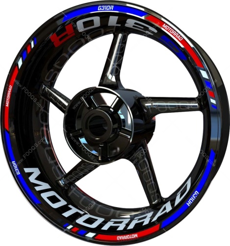 BMW G 310 R white blue red motorcycle wheel rim stickers fooqs