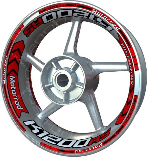 BMW K 1200 RS red motorcycle wheel rim stickers fooqs