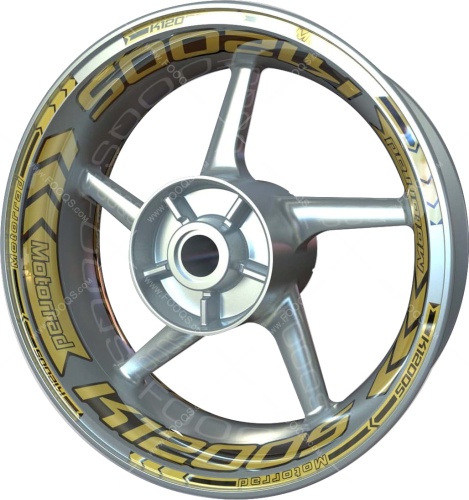 BMW K 1200 S gold motorcycle wheel rim stickers fooqs