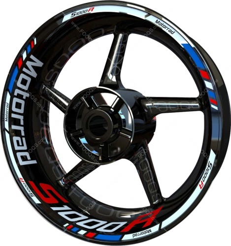 BMW S 1000 R blue red white motorcycle wheel rim stickers fooqs