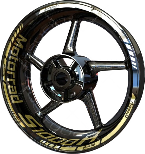 BMW S 1000 R gold 2 motorcycle wheel rim stickers fooqs