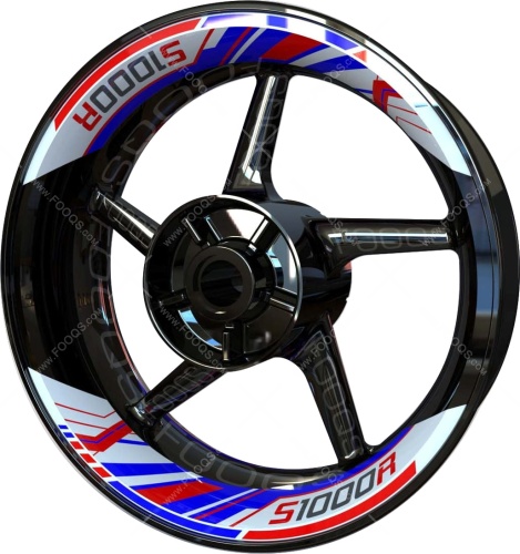 BMW S 1000 R white blue red motorcycle wheel rim stickers fooqs
