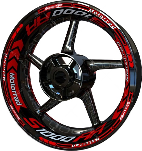 BMW S 1000 RR red white motorcycle wheel rim stickers fooqs