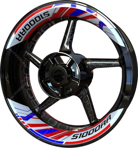 BMW S 1000 RR white blue red 3 motorcycle wheel rim stickers fooqs