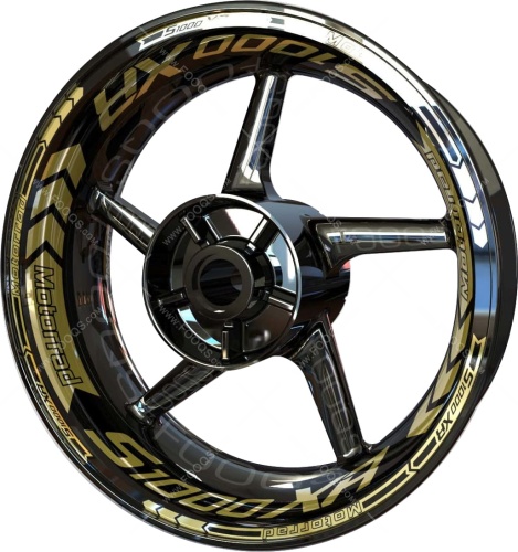 BMW S 1000 XR gold 2 motorcycle wheel rim stickers fooqs