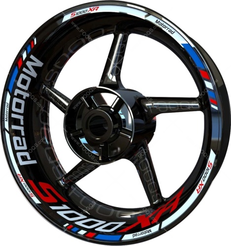 BMW S 1000 XR red white blue motorcycle wheel rim stickers fooqs
