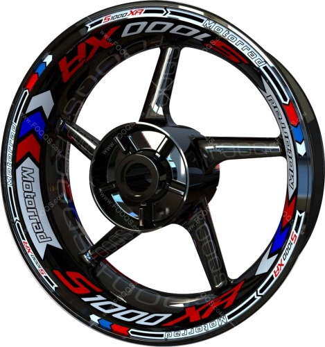 BMW S 1000 XR red white blue 2 motorcycle wheel rim stickers fooqs
