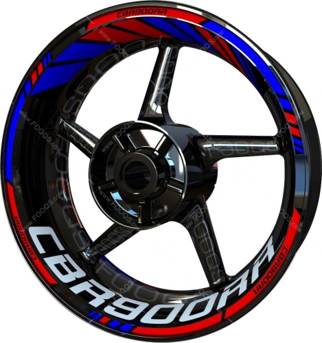 Honda CBR 900 RR blue red white motorcycle wheel rim stickers fooqs