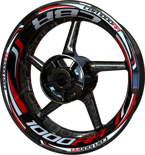 Honda CBR 1000 RR white red motorcycle wheel rim stickers fooqs