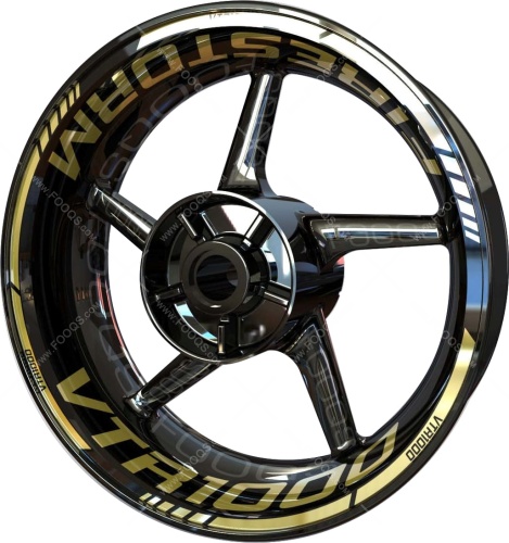 Honda VTR 1000 gold motorcycle wheel rim stickers fooqs