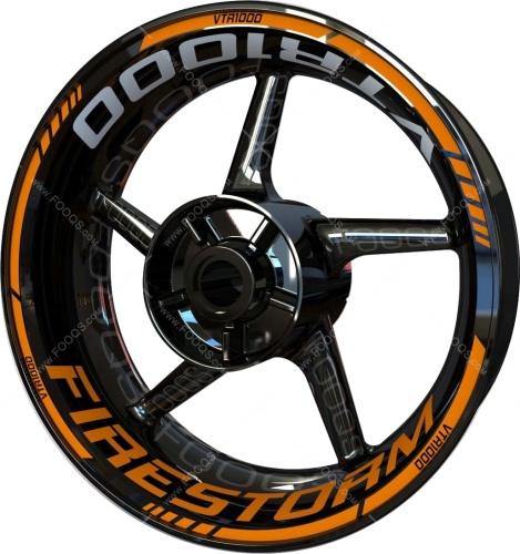 Honda VTR 1000 orange motorcycle wheel rim stickers fooqs