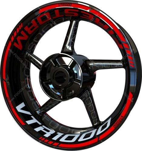 Honda VTR 1000 red motorcycle wheel rim stickers fooqs