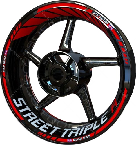 Triumph Streettriple R red motorcycle wheel rim stickers fooqs