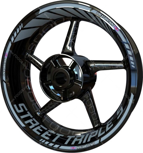 Triumph Streettriple S silver motorcycle wheel rim stickers fooqs