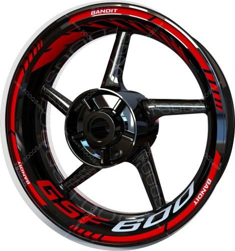 Suzuki GSF 600 Bandit red motorcycle wheel rim stickers fooqs