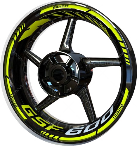 Suzuki GSF 600 Bandit yellow motorcycle wheel rim stickers fooqs