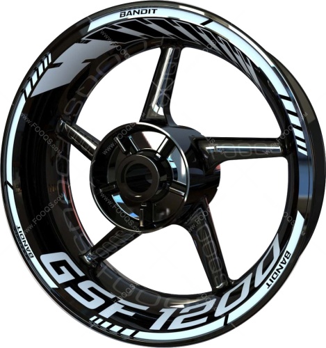 Suzuki GSF 1200 Bandit white motorcycle wheel rim stickers fooqs