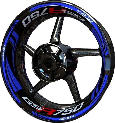 Suzuki GSR 750 blue motorcycle wheel rim stickers fooqs