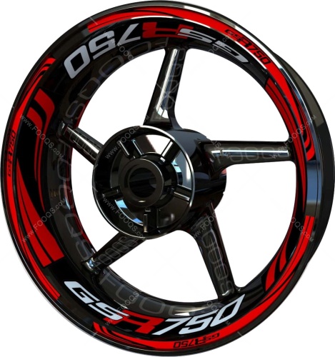 Suzuki GSR 750 red motorcycle wheel rim stickers fooqs