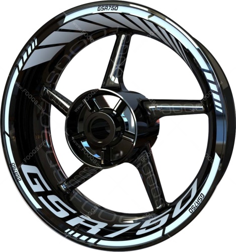 Suzuki GSR 750 white 2 motorcycle wheel rim stickers fooqs