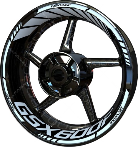 Suzuki GSX 600 F white motorcycle wheel rim stickers fooqs