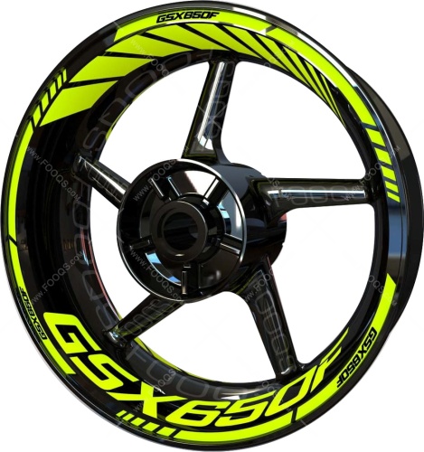 Suzuki GSX 650 F yellow motorcycle wheel rim stickers fooqs
