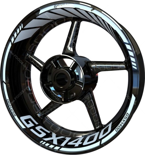 Suzuki GSX 1400 white motorcycle wheel rim stickers fooqs