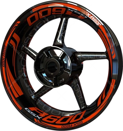 Suzuki GSXR 600 orange motorcycle wheel rim stickers fooqs