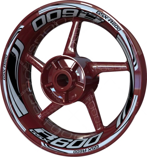 Suzuki GSXR 600 silver motorcycle wheel rim stickers fooqs