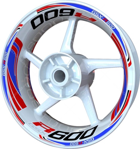 Suzuki GSXR 600 red blue black motorcycle wheel rim stickers fooqs