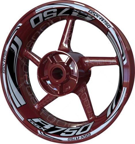 Suzuki GSXR 750 silver motorcycle wheel rim stickers fooqs