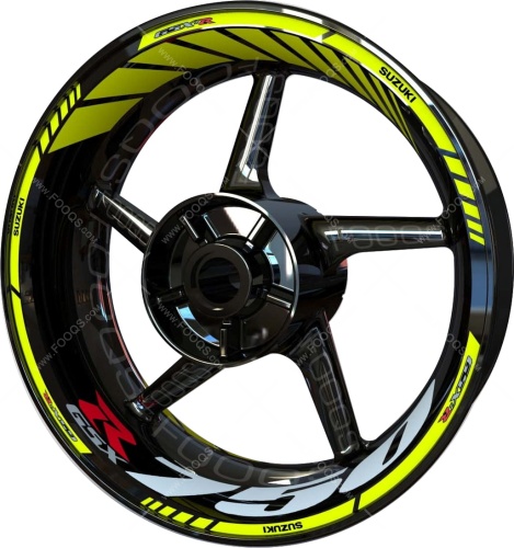 Suzuki GSXR 750 yellow silver motorcycle wheel rim stickers fooqs