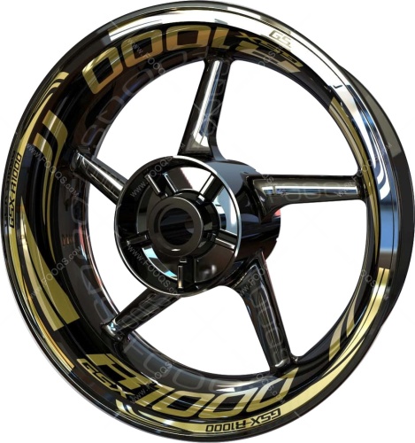 Suzuki GSXR 1000 gold motorcycle wheel rim stickers fooqs