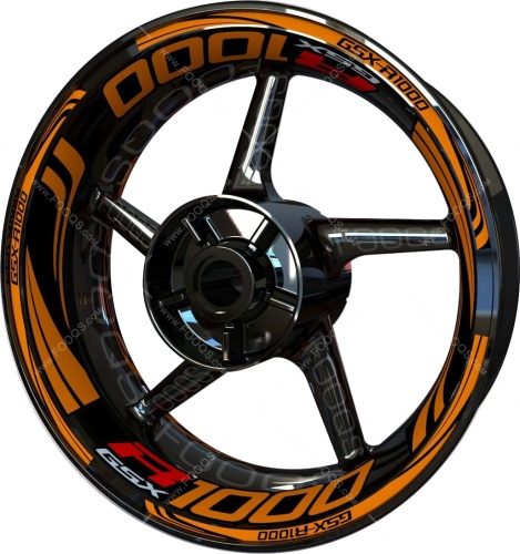 Suzuki GSXR 1000 orange motorcycle wheel rim stickers fooqs