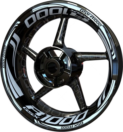 Suzuki GSXR 1000 white motorcycle wheel rim stickers fooqs