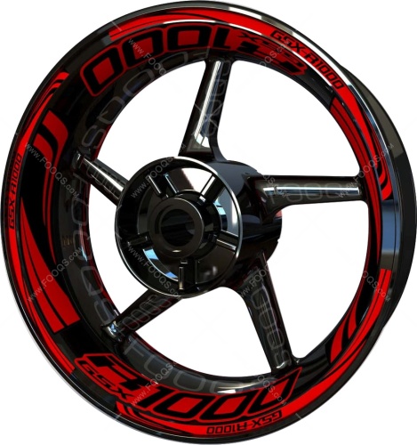 Suzuki GSXR 1000 red black motorcycle wheel rim stickers fooqs