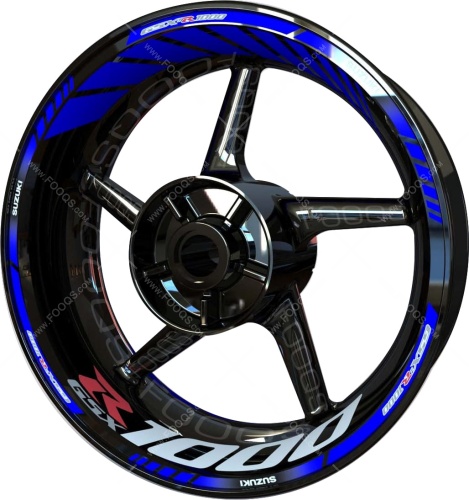 Suzuki GSXR 1000 blue silver motorcycle wheel rim stickers fooqs