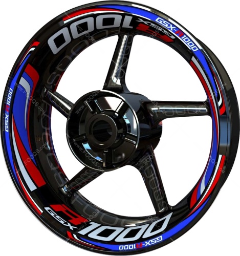 Suzuki GSXR 1000 red blue white motorcycle wheel rim stickers fooqs
