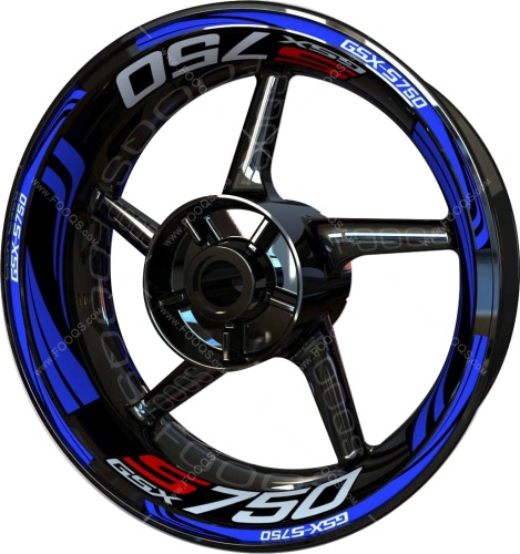 Suzuki GSXS 750 red blue motorcycle wheel rim stickers fooqs
