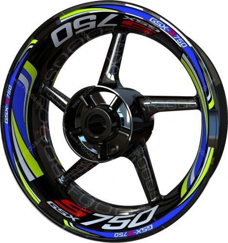 Suzuki GSXS 750 blue lime motorcycle wheel rim stickers fooqs