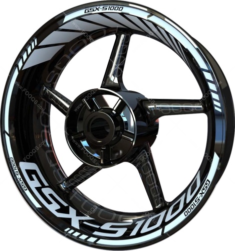 Suzuki GSXS 1000 white motorcycle wheel rim stickers fooqs