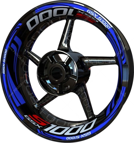 Suzuki GSXS 1000 blue red motorcycle wheel rim stickers fooqs