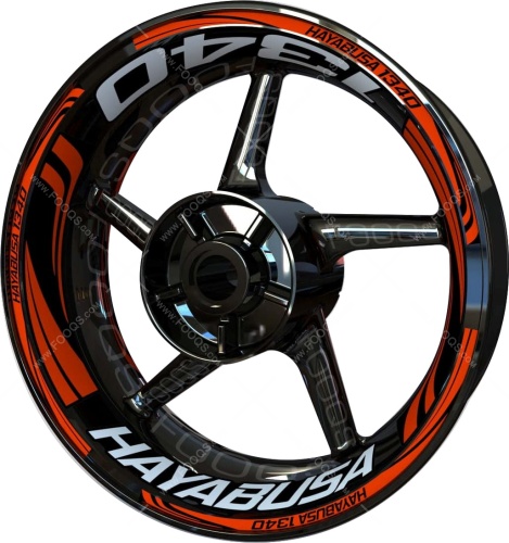 Suzuki Hayabusa 1340 orange motorcycle wheel rim stickers fooqs