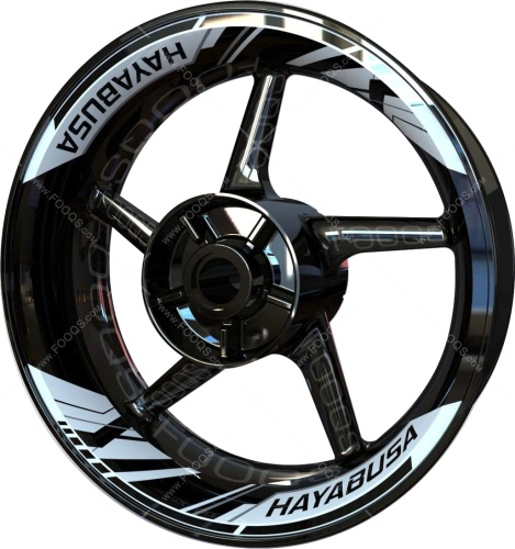 Suzuki Hayabusa white black motorcycle wheel rim stickers fooqs