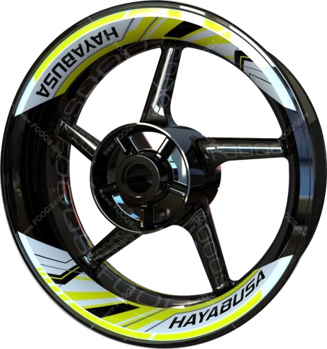 Suzuki Hayabusa yellow white motorcycle wheel rim stickers fooqs