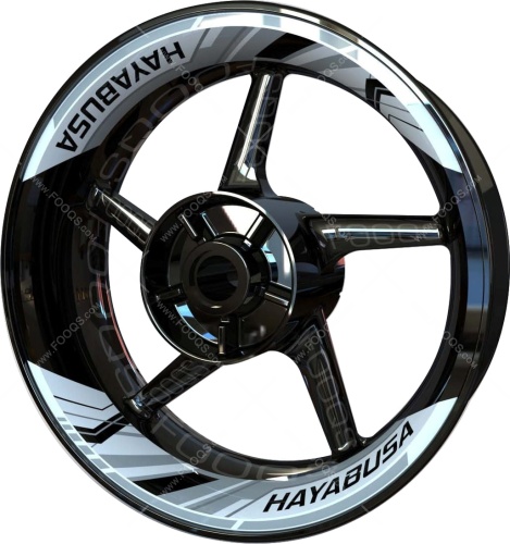 Suzuki Hayabusa white black silver motorcycle wheel rim stickers fooqs