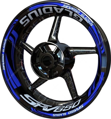 Suzuki SFV 650 blue motorcycle wheel rim stickers fooqs