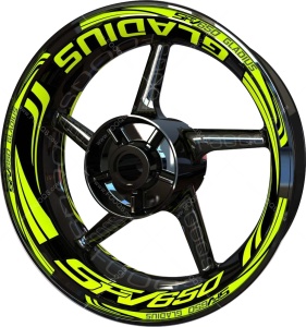 Wheel rim stickers F2 Suzuki SFV 650 Gladius fluo stickers decals