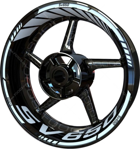 Suzuki SV 650 white 2 motorcycle wheel rim stickers fooqs
